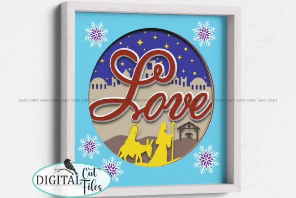 3D Christmas Love Shadow Box Svg for Laser Cutting & Winter Christmas
