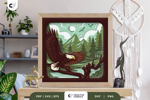 Bald Eagle 3D Shadow Box Paper Cut: A 3D SVG for Travel Brands