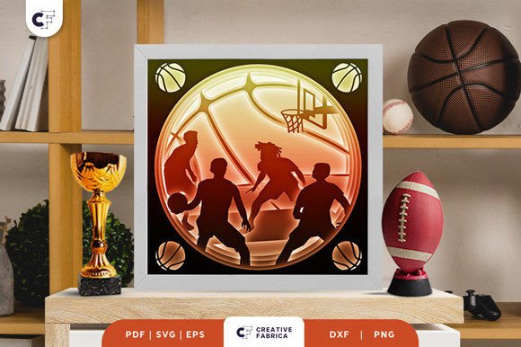 Basketball 3D Shadow Box: A 3D SVG for Lifestyle And Hobbies