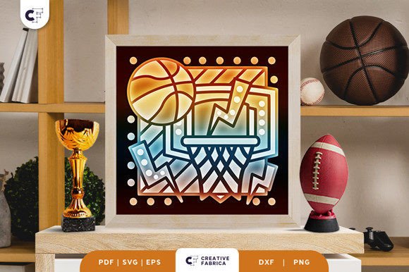 Basketball 3D Shadow Box Paper Cut: A 3D SVG for Lifestyle And Hobbies