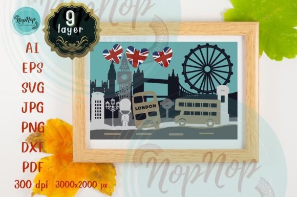 Beautiful London 3D SVG for Shadow Boxes