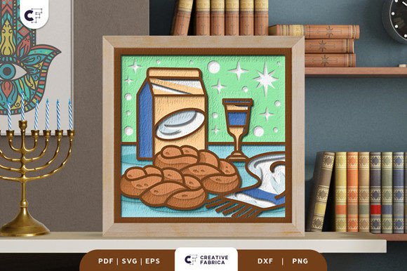 Challah Bread and Milk 3D SVG for Jewish Celebrations