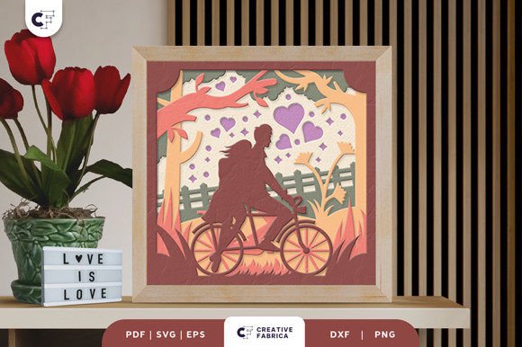 Couple Riding a Bike 3D SVG for Holidays Projects