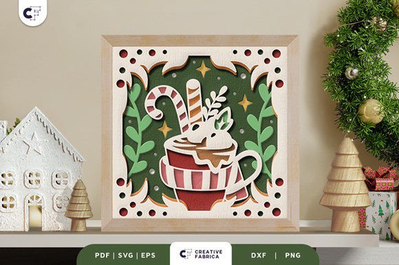 Cute Christmas Hot Drink 3D Shadow Box SVG Review