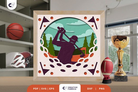 Golf Player 3D Shadow Box: A Lifestyle And Hobbies 3D SVG Review