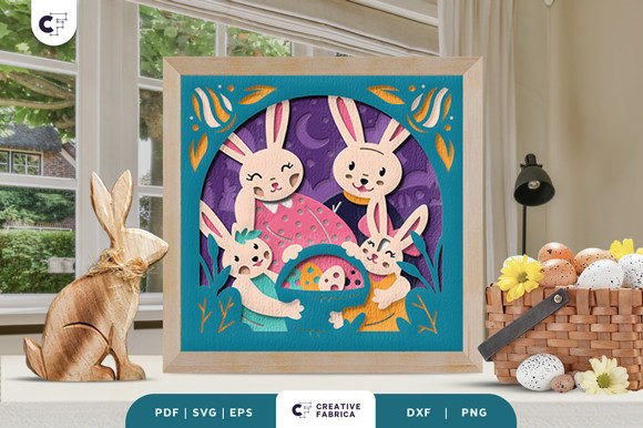 Happy Easter Bunny Family 3D SVG Review