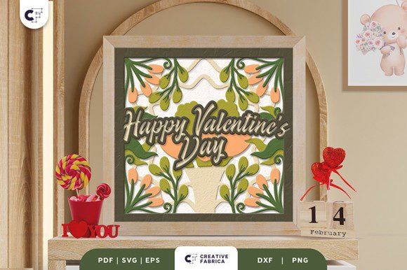 Happy Valentine's Day Wreath 3D SVG for Holidays
