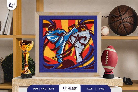 Judo 3D Shadow Box: A Lifestyle And Hobbies 3D SVG Asset