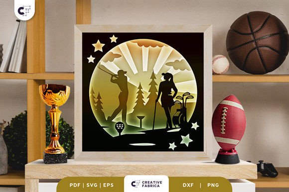 Man and Woman Golf 3D Shadow Box SVG Review