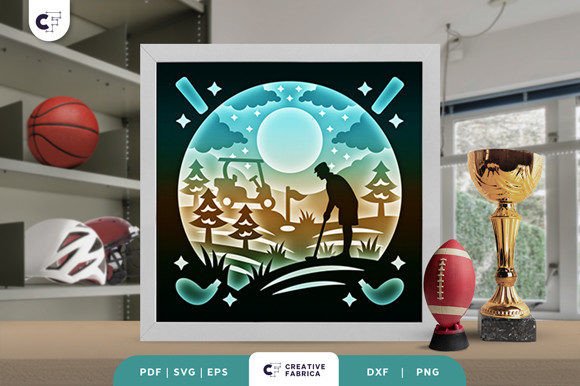 Playing Golf on the Hill 3D SVG for Lifestyle And Hobbies