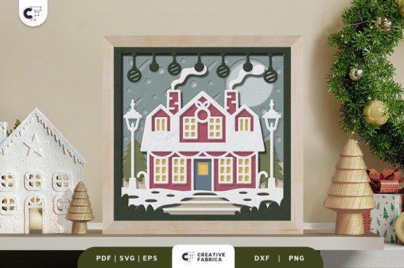 Retro Christmas Home 3D SVG for Festive Branding