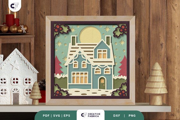 Retro Christmas Home 3D SVG for Festive Crafts