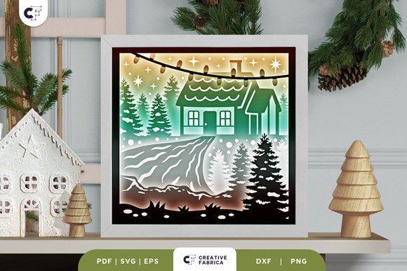Retro Christmas Village 3D SVG for Holiday Crafts