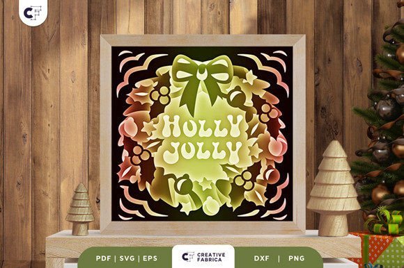 Retro Christmas Wreath 3D SVG for Holiday Crafts