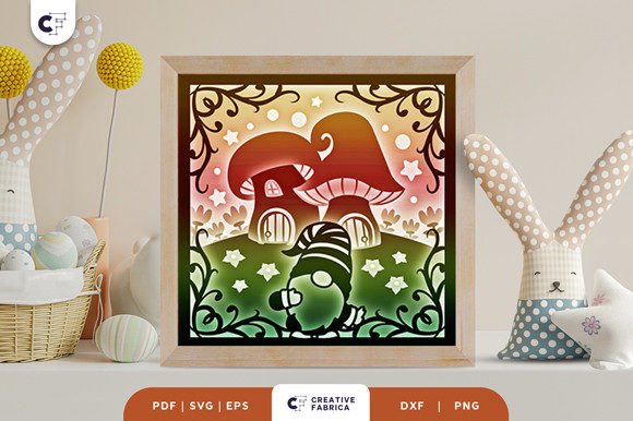 Review: Gnome with Mushroom Houses 3D SVG for Easter