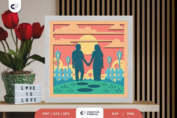 Romantic Valentine s Day 3D Paper Cut: A 3D SVG for Holidays