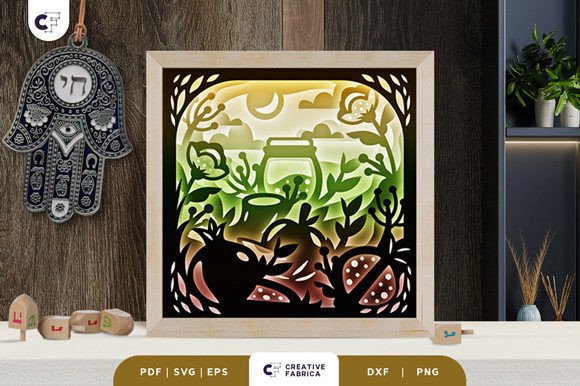 Rosh Hashanah Food 3D Shadow Box: A 3D SVG for Jewish Celebrations
