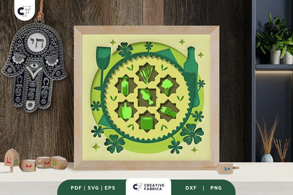 Seder Plate 3D Shadow Box: A 3D SVG for Jewish Celebrations