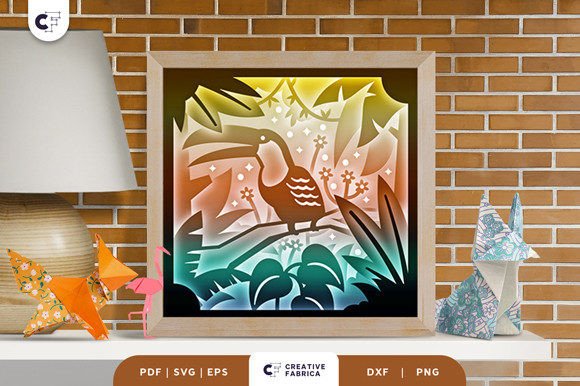 Toucan 3D Shadow Box: Premium Animals 3D SVG Asset