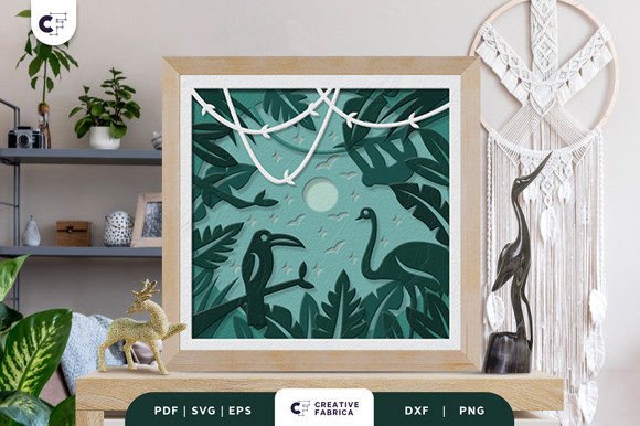 Toucan and Swan in the Jungle 3D SVG for Animals Branding