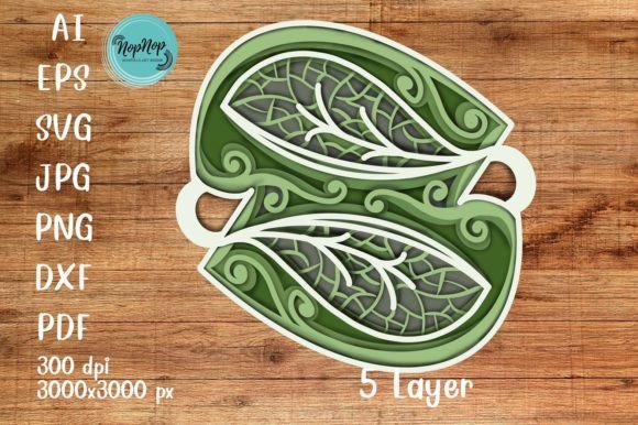 Twin Leaves Mandala 3D SVG: Organic Shapes for Modern Design