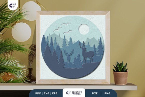 Two Deer on the Mountain 3D SVG for Animals Branding
