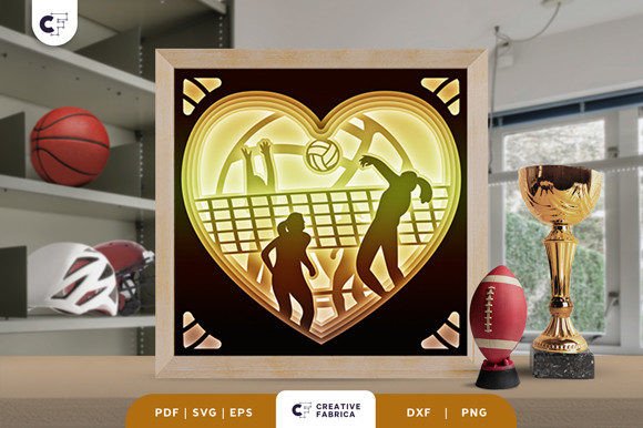Volleyball Heart 3D SVG for Lifestyle And Hobbies