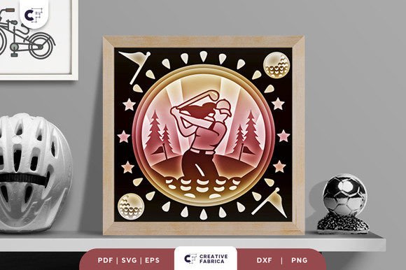 Woman Plays Golf 3D Shadow Box SVG for Lifestyle And Hobbies
